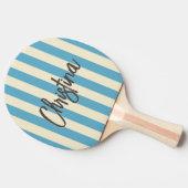 ミッドセンチュリーポロストライピングアクアスカイ絵を描ー名前 卓球ラケット (横)