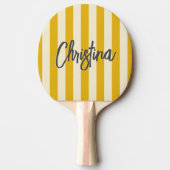 ミッドセンチュリーポロストライピングウォームヒマワリ色彩の鮮やか 卓球ラケット (正面)
