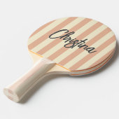 ミッドセンチュリーポロストライピングスイートピーチ色彩の鮮やかの名前 卓球ラケット (正面アングル)