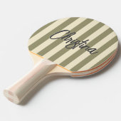 ミッドセンチュリーポロストライピングセージ牧草地色彩の鮮やか名 卓球ラケット (正面アングル)