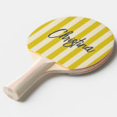 ミッドセンチュリーポロストライピングダークレモン色彩の鮮やか名前 卓球ラケット (正面アングル)