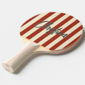 ミッドセンチュリーポロストライピングバーニングシエナ色彩の鮮やかナ名 卓球ラケット (正面アングル)