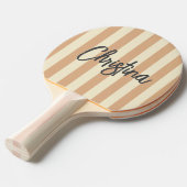 ミッドセンチュリーポロストライピングピーチキス色彩の鮮やか名 卓球ラケット (正面アングル)