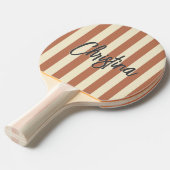 ミッドセンチュリーポロストライピング淡い色のバラ色彩の鮮やか名 卓球ラケット (正面アングル)