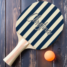 ミッドセンチュリーポロストライプ深いシーブルー色彩の鮮やか名前 卓球ラケット