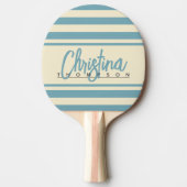 ミッドセンチュリーポロバナーウォームアクアアフタヌーンネーム 卓球ラケット (正面)