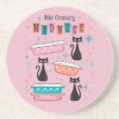 ミッドセンチュリーマッドネスピンクスターバストピレックス猫 コースター (正面)