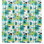 ミッドセンチュリーマドラス シャワーカーテン (正面)