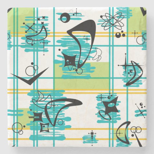 ミッドセンチュリーマドラス ストーンコースター (正面)