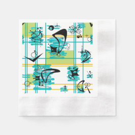 ミッドセンチュリーマドラス 縁ありカクテルナプキン