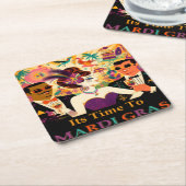 ミッドセンチュリーマルディグラスカクテルパーティー スクエアペーパーコースター (アングル)