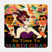 ミッドセンチュリーマルディグラスカクテルパーティー メタルオーナメント (正面)