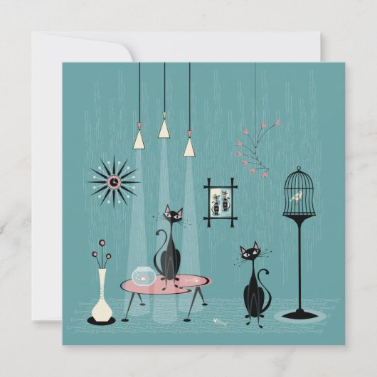 ミッドセンチュリーミスキャフ/ Cat Red-Handed II B 招待状 (正面)