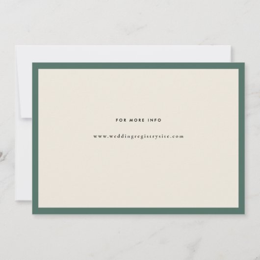 ミッドセンチュリーミニマルレトログリーンカップルシャワー 招待状 (裏面)