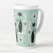 ミッドセンチュリーミューレトロアトミック猫オンミント カフェラテマグ (右アングル)