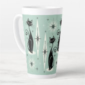 ミッドセンチュリーミューレトロアトミック猫オンミント カフェラテマグ (左アングル)