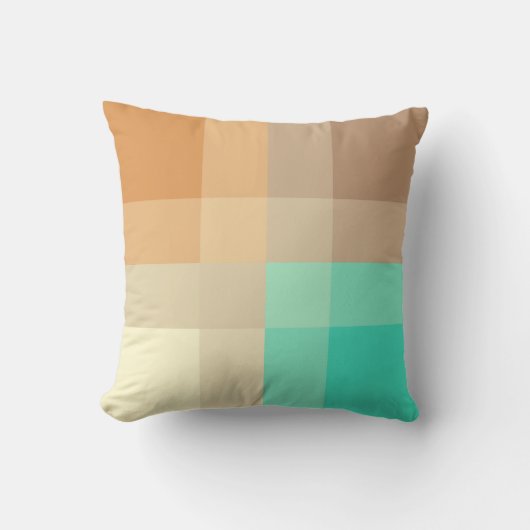 ミッドセンチュリーメガプレイド – タン&ターコイズ クッション (正面)