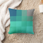 ミッドセンチュリーメガプレイド – ターコイズ&グレー クッション (ブランケット)