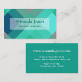 ミッドセンチュリーメガプレイド – ターコイズ&グレー 名刺 (正面/裏面)