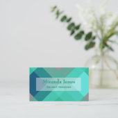 ミッドセンチュリーメガプレイド – ターコイズ&グレー 名刺 (スタンド正面)