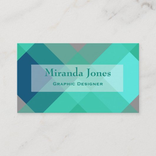 ミッドセンチュリーメガプレイド – ターコイズ&グレー 名刺 (正面)