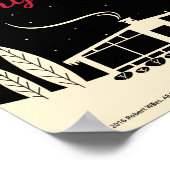 ミッドセンチュリーメリークリスマススノーシーンブラック ポスター (角)