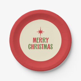 ミッドセンチュリーメリークリスマスレトロタイポグラフィ ペーパープレート
