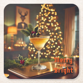 ミッドセンチュリーメリークリスマス&ブライトカクテル スクエアペーパーコースター