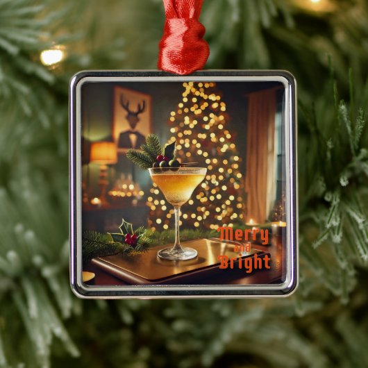 ミッドセンチュリーメリークリスマス&ブライトカクテル メタルオーナメント (ツリー)