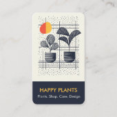 ミッドセンチュリーモダンおもしろいハウスプラントイエロー&ネイビー 名刺 (正面)