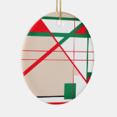 ミッドセンチュリーモダンで赤い緑で白いベージュ セラミックオーナメント (右)