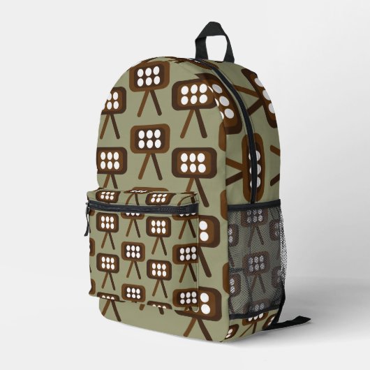 ミッドセンチュリーモダンな装飾テレビ プリントバックパック (裏面右端)