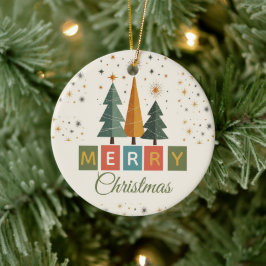 ミッドセンチュリーモダンのクリスマスカード セラミックオーナメント