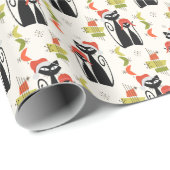 ミッドセンチュリーモダンのクリスマスキャットラッピング紙 ラッピングペーパー (ロールコーナー)