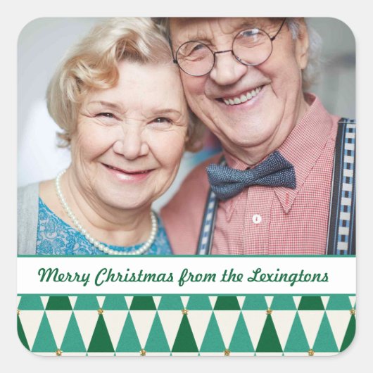 ミッドセンチュリーモダンのクリスマスツリー写真 スクエアシール (正面)