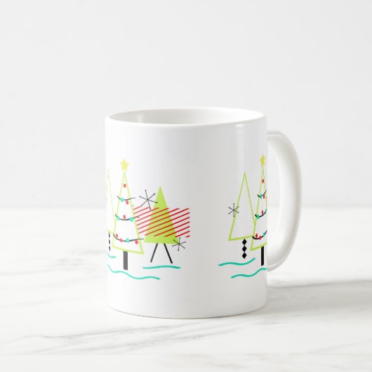 ミッドセンチュリーモダンのクリスマスツリー コーヒーマグカップ (正面右)