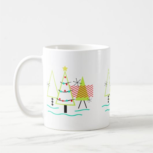 ミッドセンチュリーモダンのクリスマスツリー コーヒーマグカップ (左)