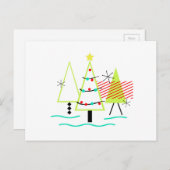 ミッドセンチュリーモダンのクリスマスツリー シーズンポストカード (正面/裏面)