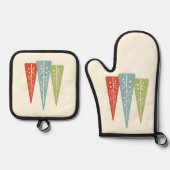 ミッドセンチュリーモダンのクリスマスツリー 鍋つかみ&鍋敷きセット (正面)