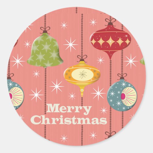 ミッドセンチュリーモダンのクリスマスバウブル ラウンドシール (正面)