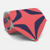 ミッドセンチュリーモダンのネイビーサンゴの幾何学模様 ネクタイ (ロール)
