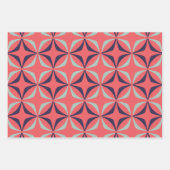 ミッドセンチュリーモダンのネイビーサンゴの幾何学模様 ラッピングペーパーシート (正面2)