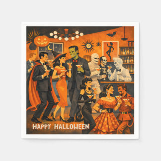 ミッドセンチュリーモダンのハロウィンマーティニパーティー スタンダードカクテルナプキン