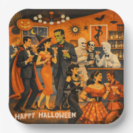 ミッドセンチュリーモダンのハロウィンマーティニパーティー ペーパープレート