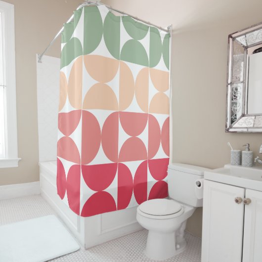 ミッドセンチュリーモダンの夏の夕日 シャワーカーテン (インサイチュ)