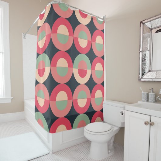 ミッドセンチュリーモダンの夏の夕日 シャワーカーテン (インサイチュ)