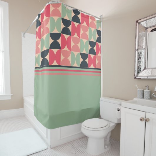 ミッドセンチュリーモダンの夏の夕日 シャワーカーテン (インサイチュ)