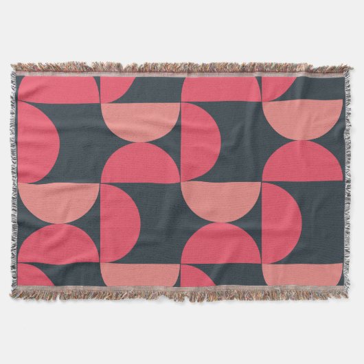 ミッドセンチュリーモダンの夏の夕日 スローブランケット (正面)