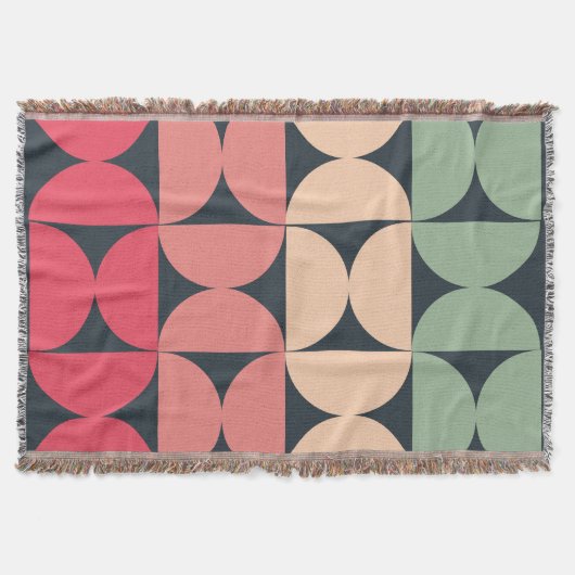 ミッドセンチュリーモダンの夏の夕日 スローブランケット (正面)