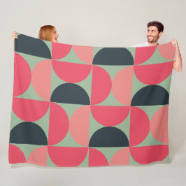 ミッドセンチュリーモダンの夏の夕日 フリースブランケット